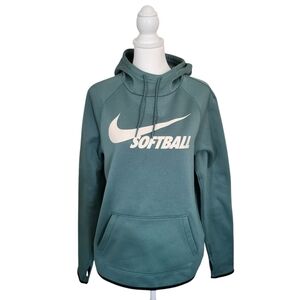 Nike Dri Fit Green Softball Pullover Sweatshirt Front Pocket Size Small